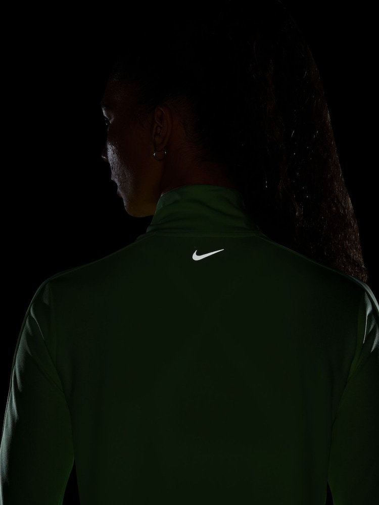 Nike Lime Green White Swoosh Half-Zip Running Sweatshirt - Image 4 of 4