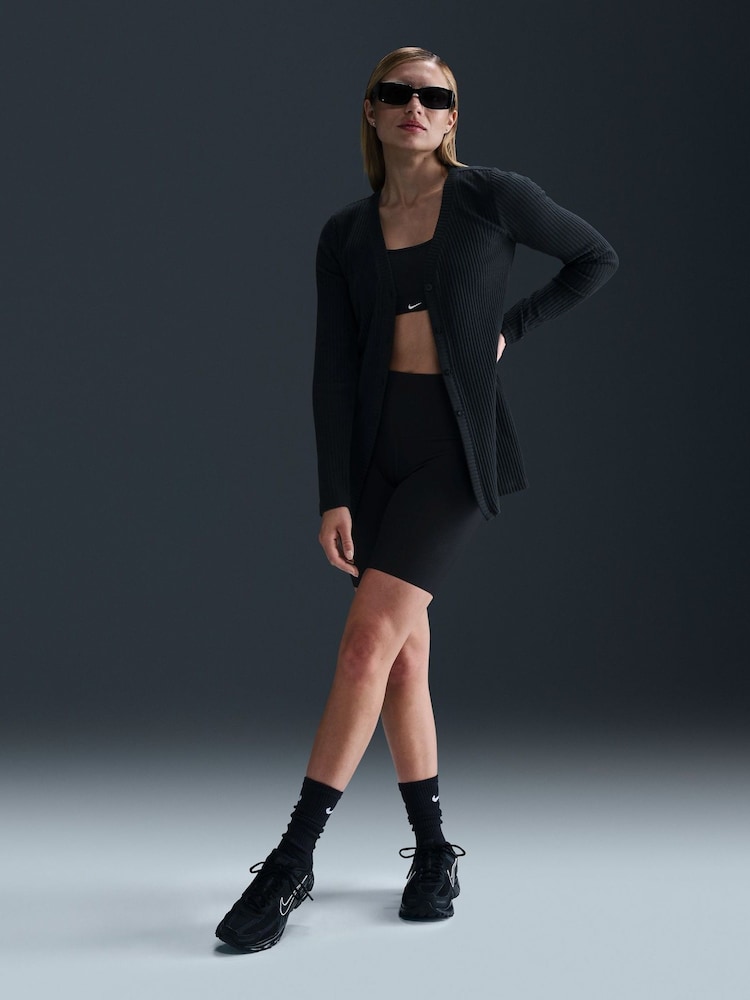 Nike Black Sportswear Chill Rib Slim Cardigan - Image 1 of 5