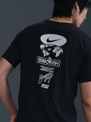 Nike Black Sportswear Swoosh Back Graphic 100% Cotton T-Shirt - Image 1 of 5