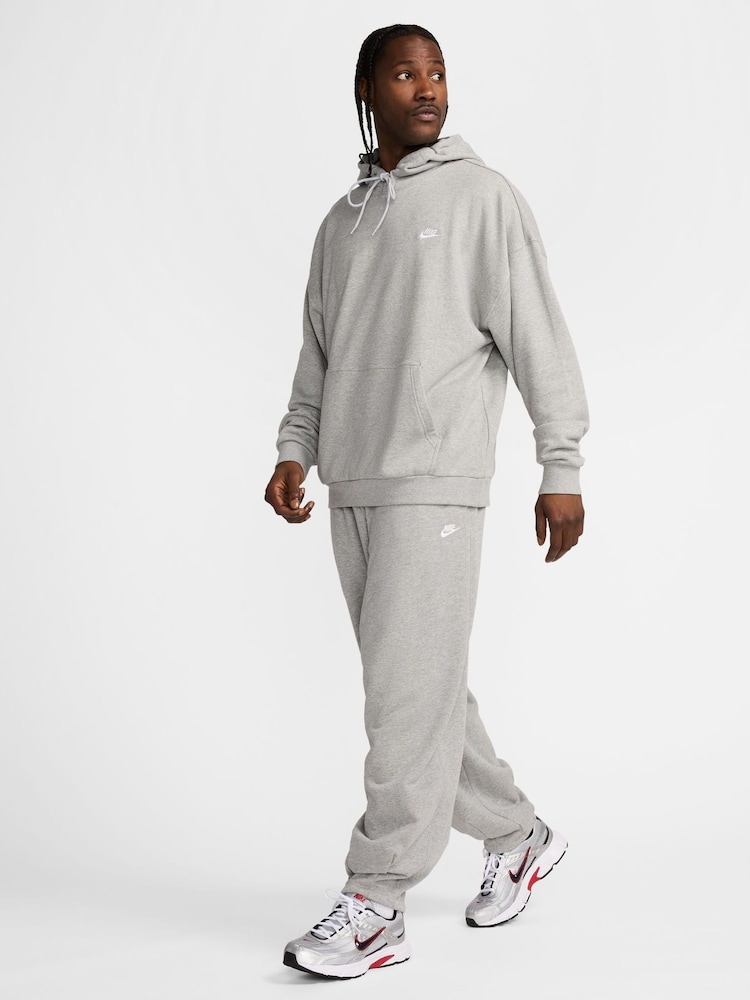 Nike Dark Grey Heather Oversized Club Fleece French Terry Pullover 100% Cotton Hoodie - Image 7 of 7
