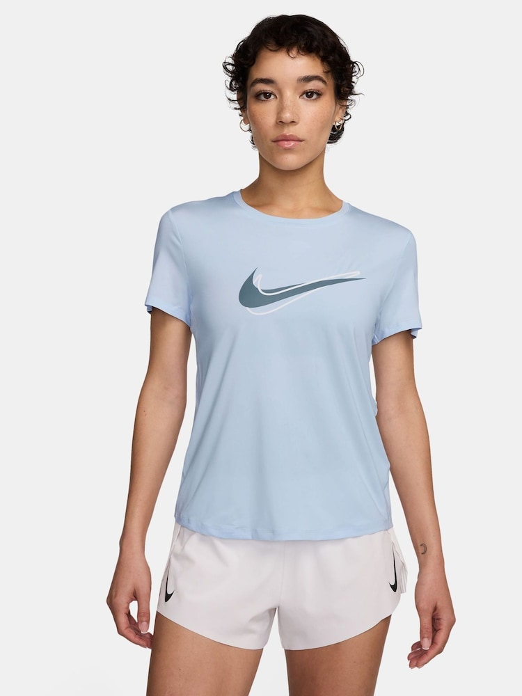 Tinte azul claro - Nike One Swoosh Dri-FIT Short Sleeve Running Top - Imagen 1 de 3