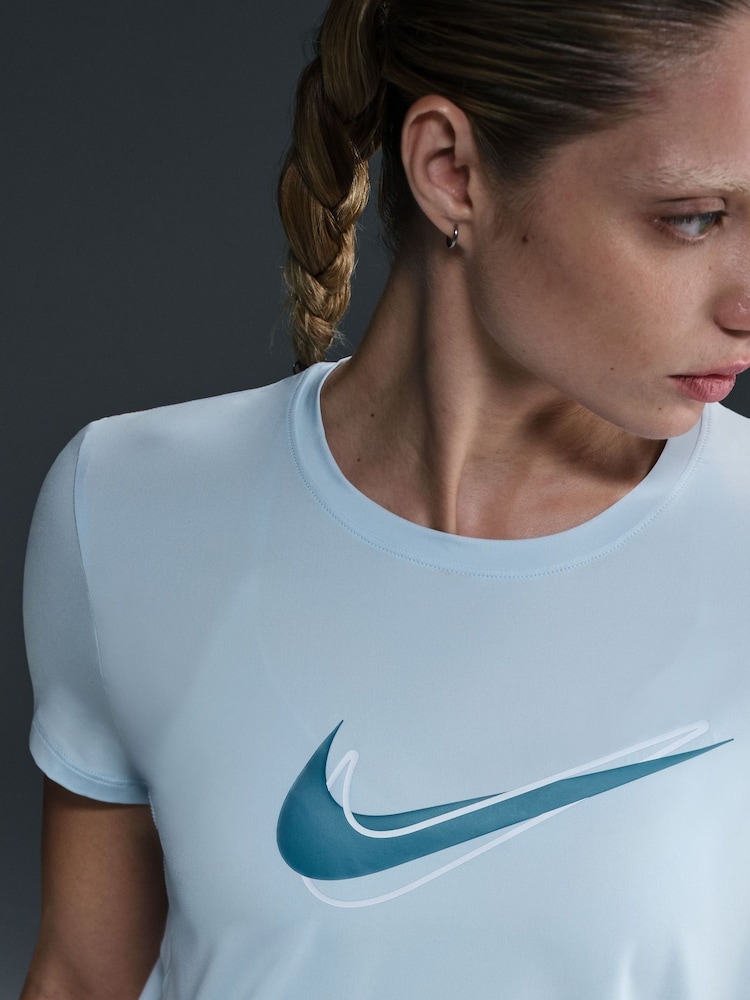 Nike Light Blue Tint One Swoosh Dri-FIT Short Sleeve Running Top - Image 5 of 5