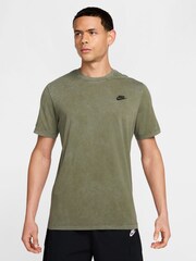 Nike Medium Olive Green Club Premium Washed T-Shirt - Image 1 of 5
