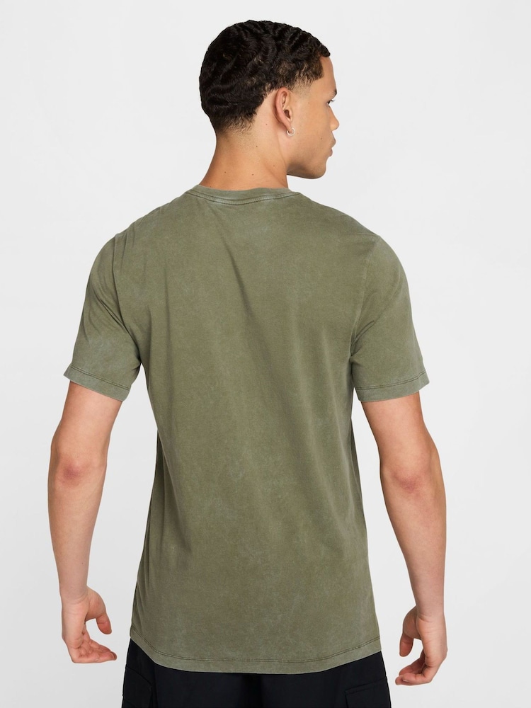 Nike Medium Olive Green Club Premium Washed T-Shirt - Image 2 of 5