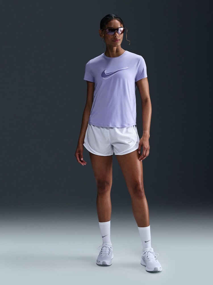 Nike Lilac Ice One Swoosh Dri-FIT Short Sleeve Running Top - Image 1 of 5 Nike Lilac Ice One Swoosh Dri-FIT Short Sleeve Running Top - Image 1 of 5