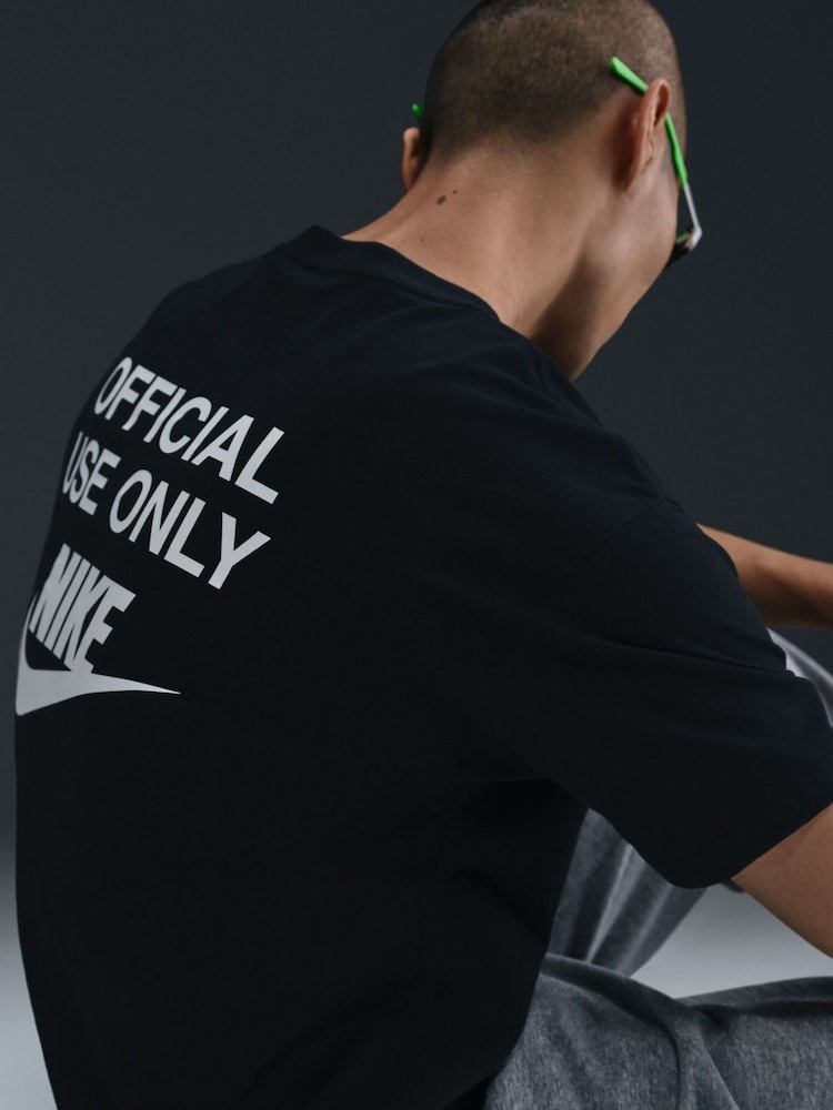 Nike Black Sportswear Official Use Only Back Graphic T-Shirt - Image 5 of 5 Nike Black Sportswear Official Use Only Back Graphic T-Shirt - Image 5 of 5