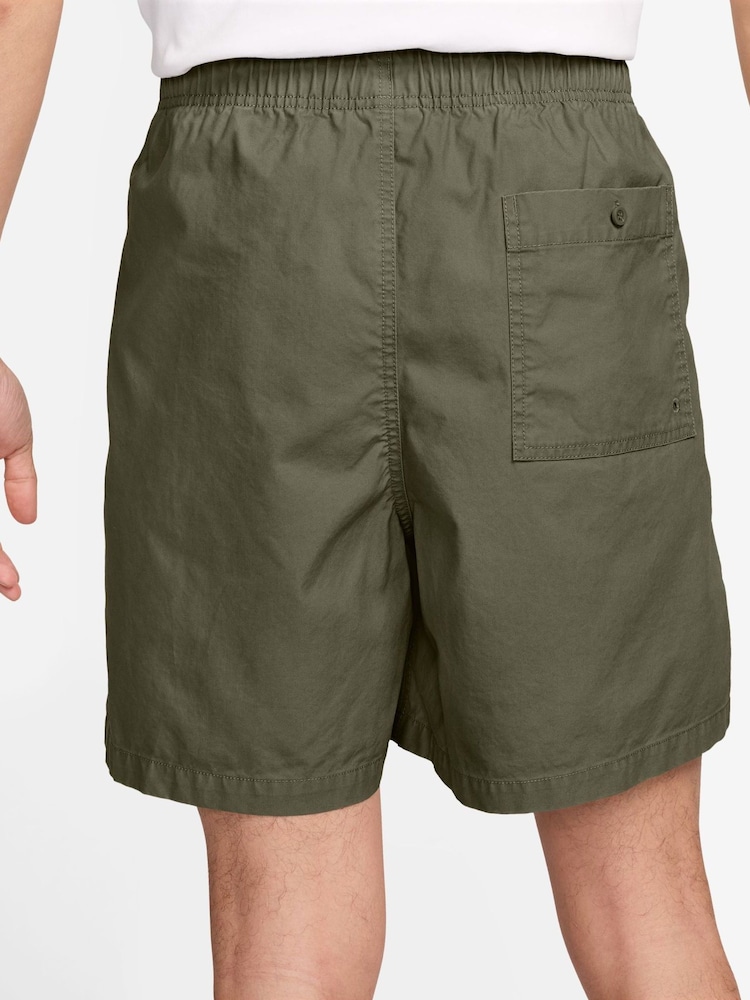Nike Medium Olive Green Club Washed Flow 100% Cotton Shorts - Image 2 of 4