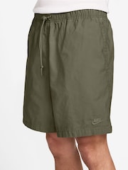 Nike Medium Olive Green Club Washed Flow 100% Cotton Shorts - Image 3 of 4