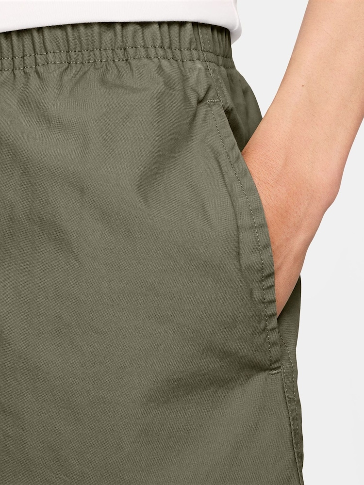 Nike Medium Olive Green Club Washed Flow 100% Cotton Shorts - Image 4 of 4