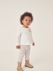 The White Company 100% Organic Cotton Terry Little Monkey Sweatshirt & Leggings White Set - Image 1 of 6