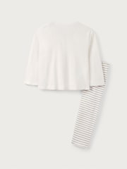 The White Company 100% Organic Cotton Terry Little Monkey Sweatshirt & Leggings White Set - Image 6 of 6