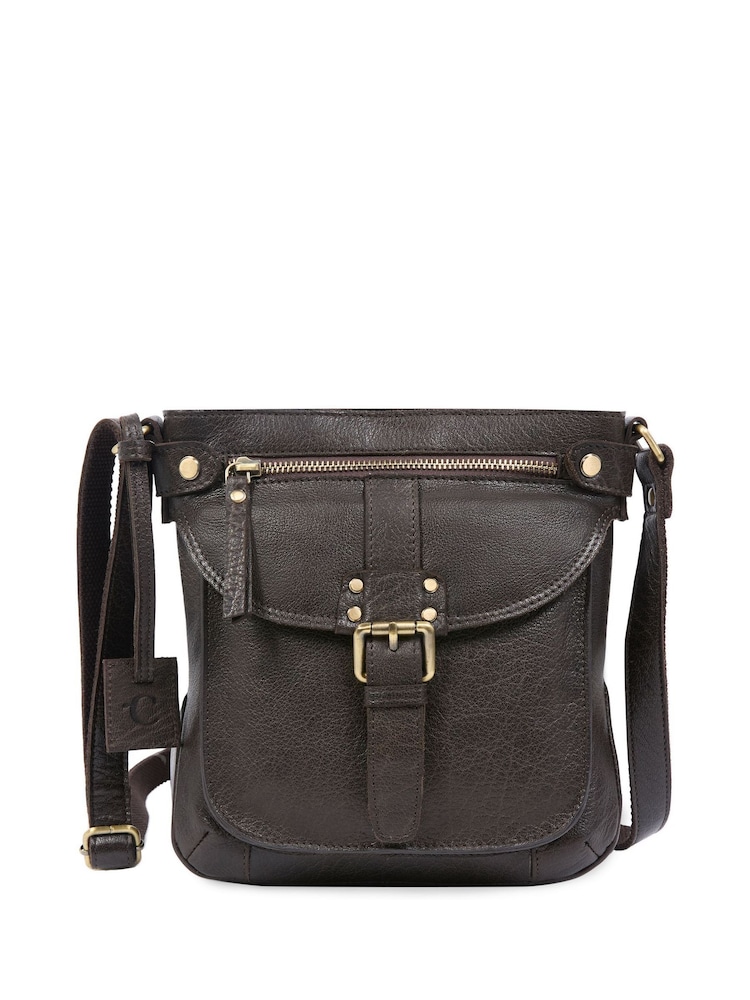 Celtic & Co. Leather Cross-Body Brown Bag - Image 2 of 8