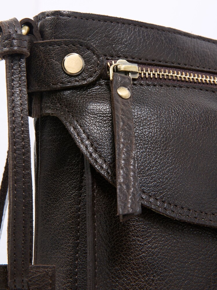 Celtic & Co. Leather Cross-Body Brown Bag - Image 6 of 8