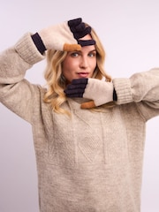 Celtic & Co. Natural Lambswool Colourblock Gloves - Image 1 of 4