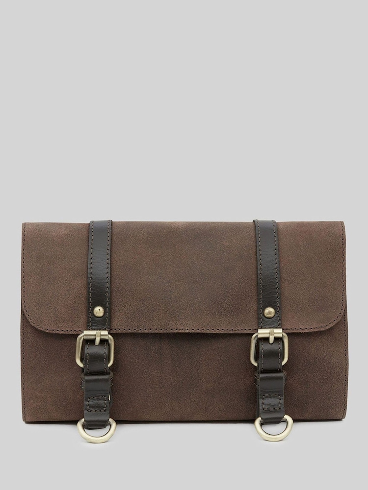 Celtic & Co. Trim Leather Brown Wash Bag Roll - Image 1 of 8