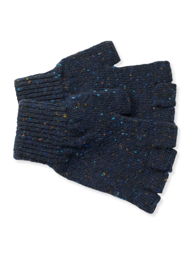 Celtic & Co. Ladies Blue Donegal Fingerless Gloves - Image 1 of 5