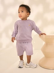 Lilac Purple Jersey Sweatshirt and Shorts Set (3mths-7yrs) - Image 1 of 4