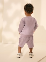 Lilac Purple Jersey Sweatshirt and Shorts Set (3mths-7yrs) - Image 3 of 4