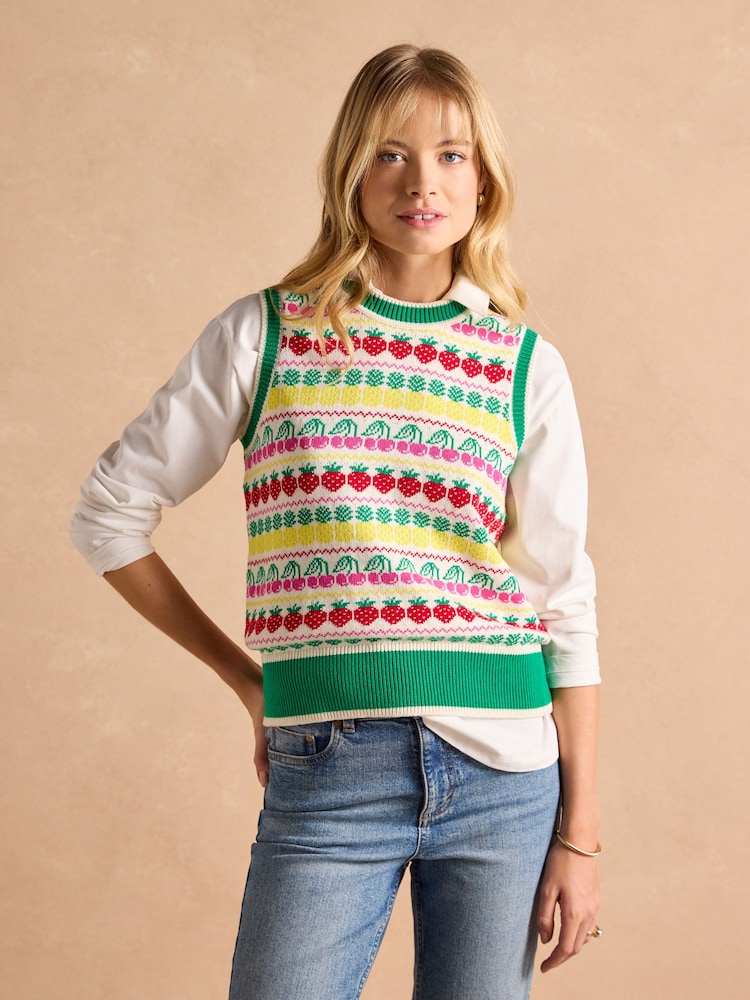 Joules Fruity Multi Knitted Cotton Vest - Image 2 of 8