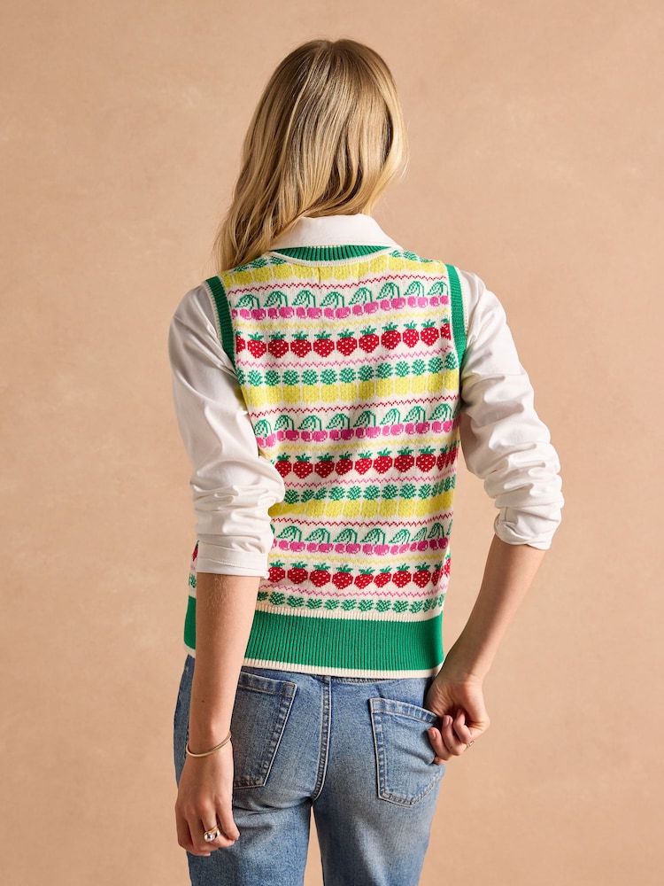 Joules Fruity Multi Knitted Cotton Vest - Image 3 of 8