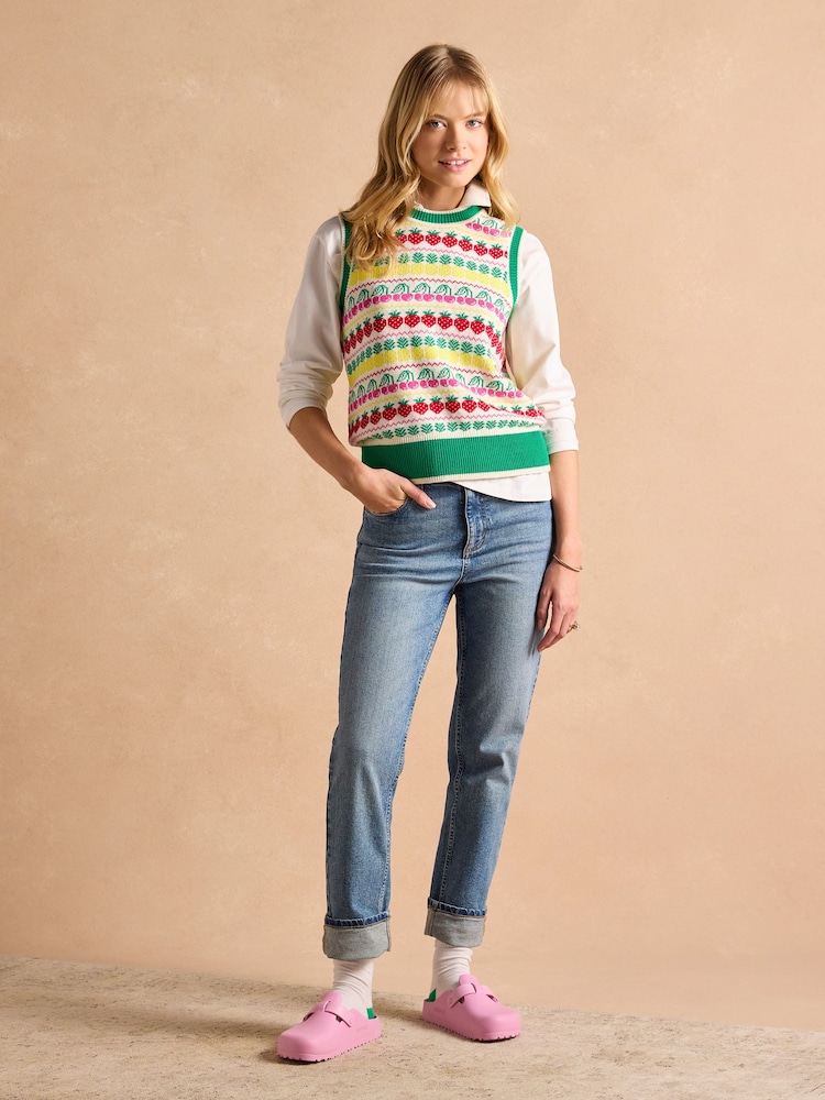 Joules Fruity Multi Knitted Cotton Vest - Image 4 of 8