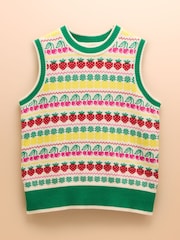 Joules Fruity Multi Knitted Cotton Vest - Image 8 of 8