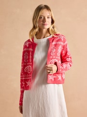 Joules Shelley Pink Knitted Cotton Cardigan - Image 2 of 9