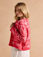 Joules Shelley Pink Knitted Cotton Cardigan - Image 3 of 9