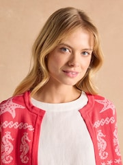 Joules Shelley Pink Knitted Cotton Cardigan - Image 6 of 9
