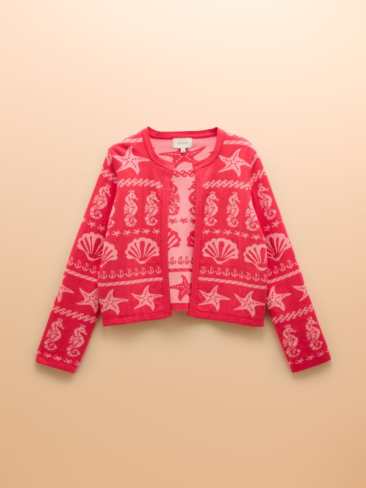 Joules Shelley Pink Knitted Cotton Cardigan - Image 9 of 9
