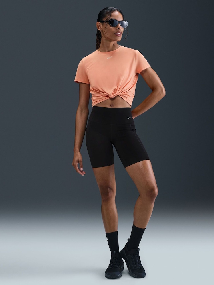 Nike Apricot Orange One Classic Dri-FIT Twist Short Sleeve Top - Image 1 of 5
