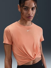 Nike Apricot Orange One Classic Dri-FIT Twist Short Sleeve Top - Image 5 of 5