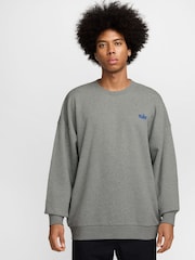 Nike Dark Grey Heather Oversized Club Crew Sweatshirt - Image 1 of 3
