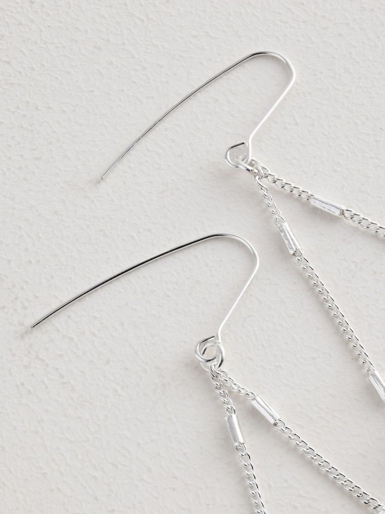 Silver Tone Drop Earrings - Image 4 of 4