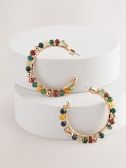 Multi Beaded Hoop Earrings - Image 2 of 4