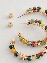 Multi Beaded Hoop Earrings - Image 4 of 4