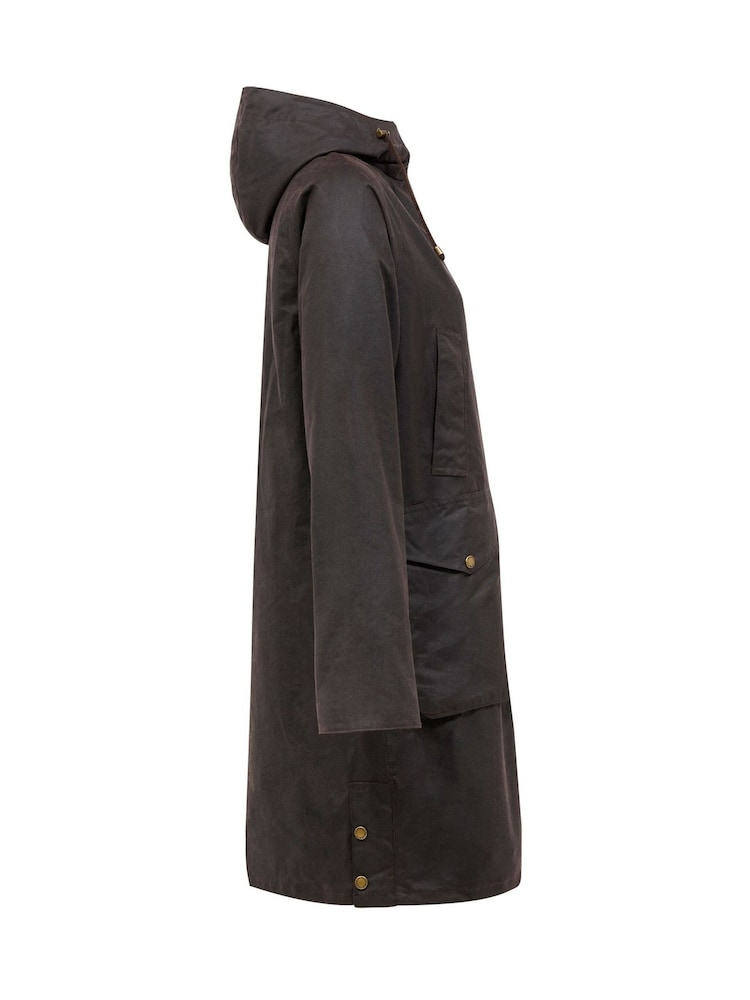 Celtic & Co. Waxed Cotton Brown Overcoat - Image 4 of 7