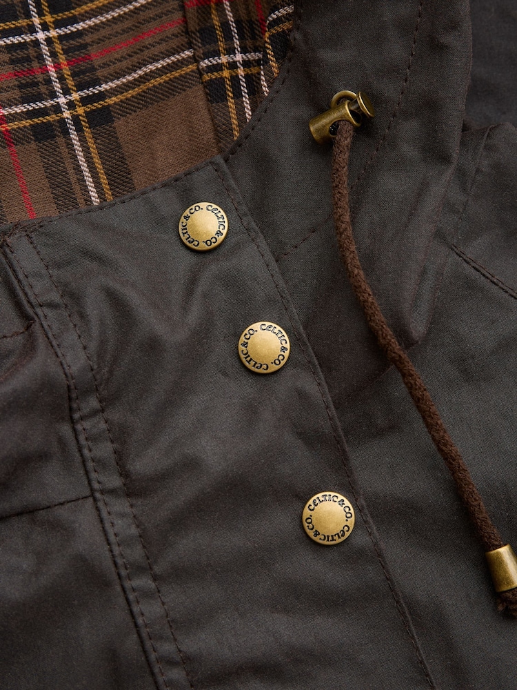 Celtic & Co. Waxed Cotton Brown Overcoat - Image 5 of 7