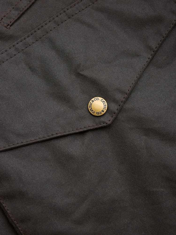 Celtic & Co. Waxed Cotton Brown Overcoat - Image 6 of 7