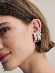 Silver Tone Molton Over The Lobe Stud Earrings - Image 1 of 6
