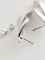 Silver Tone Twist Drop Stud Earrings - Image 3 of 4