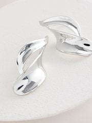 Silver Tone Twist Drop Stud Earrings - Image 4 of 4