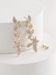 Gold Tone Bridal Flower Print Drop Earrings - Image 1 of 3