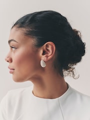 White Pearl Effect Bridal Teardrop Stud Earrings - Image 2 of 6