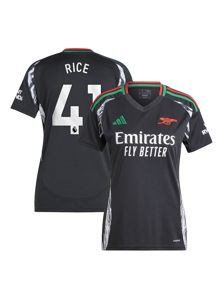 adidas Black Womens Arsenal Away 2024-25 Shirt With Rice 41 Printing - Image 1 of 3