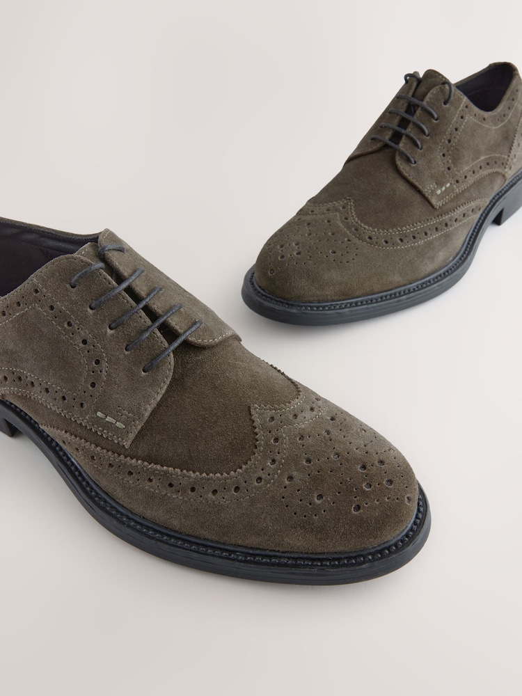 Green Suede Brogue Shoes - Image 3 of 6