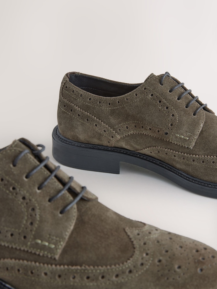 Green Suede Brogue Shoes - Image 4 of 6