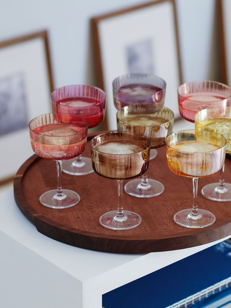 LSA International Amber and Orange Gems Assorted Set of 230ml Champagne Cocktail Glasses - Image 1 of 6