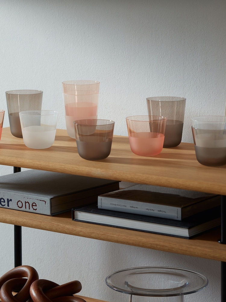 LSA International Set of 2 Coral Arc Contrast Tumblers 380ml - Image 1 of 4 LSA International Set of 2 Coral Arc Contrast Tumblers 380ml - Image 1 of 4