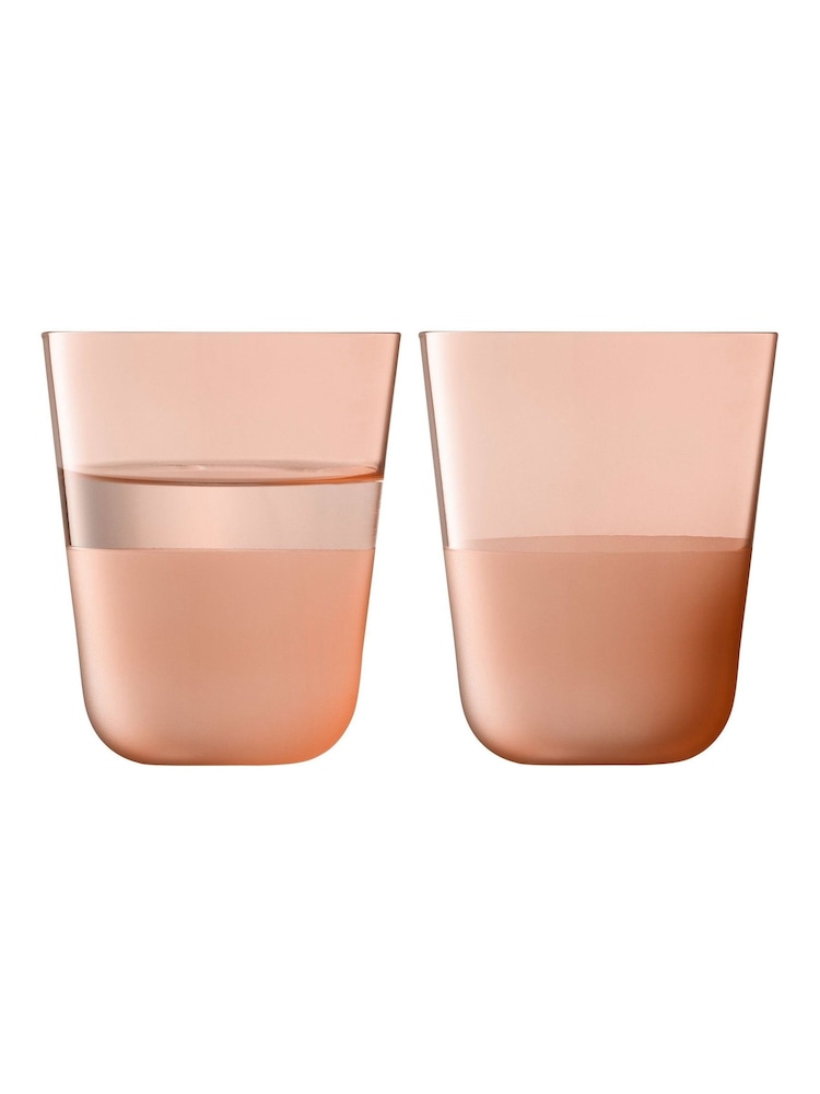 LSA International Set of 2 Coral Arc Contrast Tumblers 380ml - Image 2 of 4 LSA International Set of 2 Coral Arc Contrast Tumblers 380ml - Image 2 of 4
